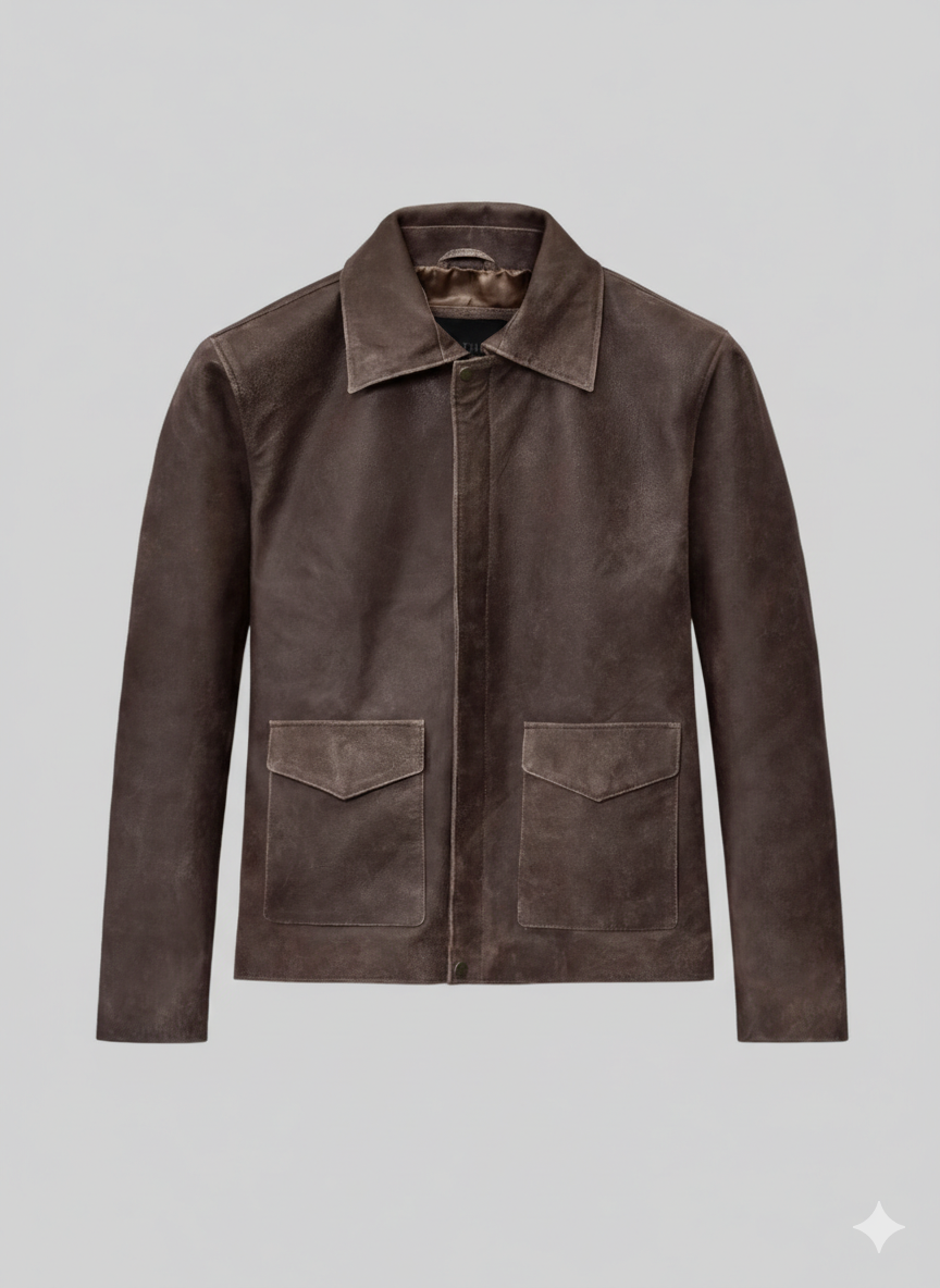 Indiana Jones Inspired Brown Suede Leather Jacket for Men
