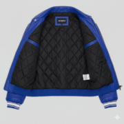 Blue Leather Varsity Jacket Avirex Style Premium Bomber Fit