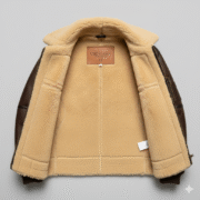 B3 Bomber Leather Jacket Mens Brown Shearling Aviator Winter