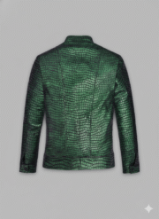 Green Croc Leather Jacket Premium Men’s Slim Fit Biker Style