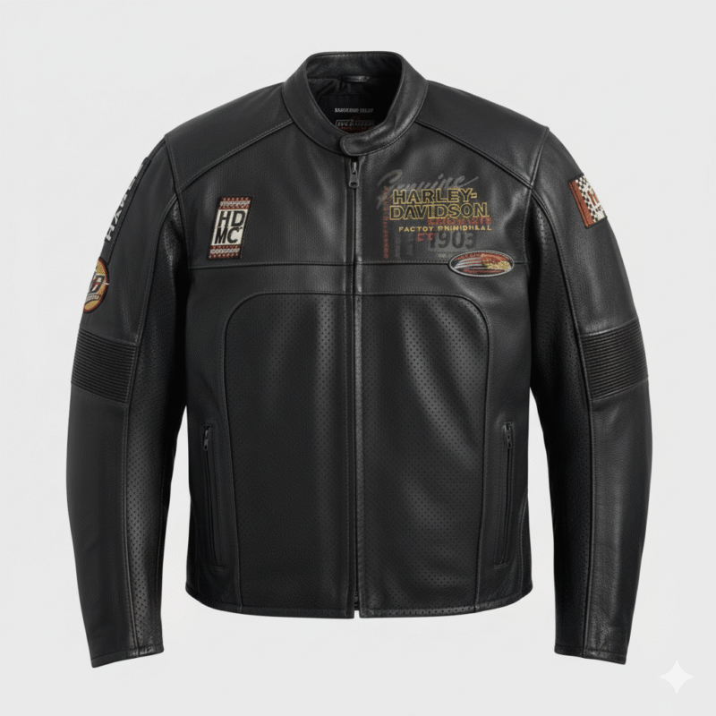 Harley Davidson Men’s Black Leather Motorcycle Jacket