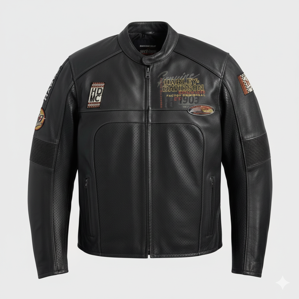 Harley Davidson Men’s Black Leather Motorcycle Jacket