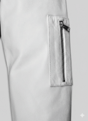 Olive White Leather Bomber Jacket for Men Chinkara Leathers