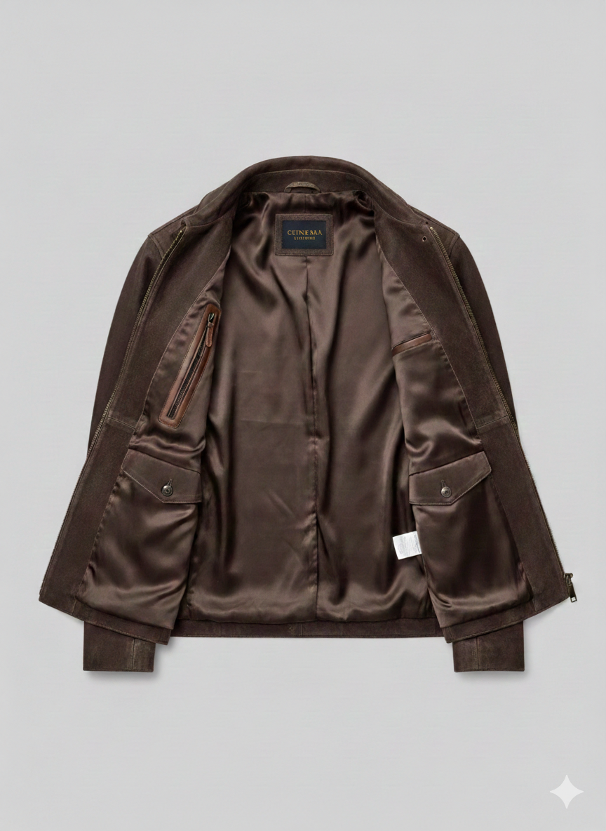 Indiana Jones Inspired Brown Suede Leather Jacket for Men