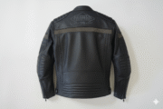 Mens Black Leather Biker Jacket Harley Quilted Shoulder Pads