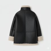 Black Shearling Aviator Jacket Premium Leather Warm Winter Coat