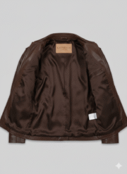 Expendables 2 Statham Jacket Men Brown Real Leather Field Coat