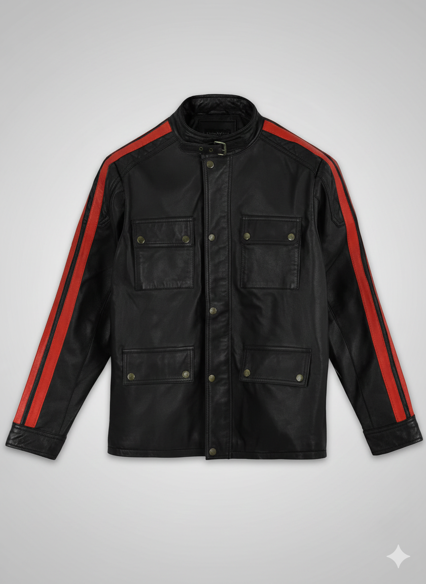 Vin Diesel Leather Jacket Black Racer Style Casual Men Biker