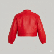 Red Leather Cropped Jacket for Women Premium Sheepskin Style
