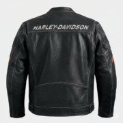 Harley Davidson Black Leather Biker Jacket with Racing Patches