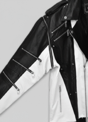 Michael Jackson Biker Jacket Black and White Genuine Leather