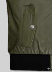 Olive White Leather Bomber Jacket for Men Chinkara Leathers