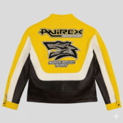 Avirex Yellow Leather Jacket Super Racer Motorbike Racing