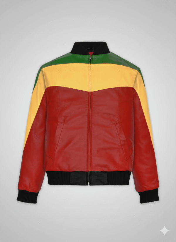 Bob Marley Leather Jacket Men’s Rasta Color Genuine Lambskin