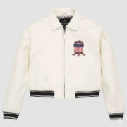 Avirex White Leather Jacket Women Bomber Style