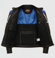 Harley Davidson Leather Jacket Men Biker Riding Black Blue Coat