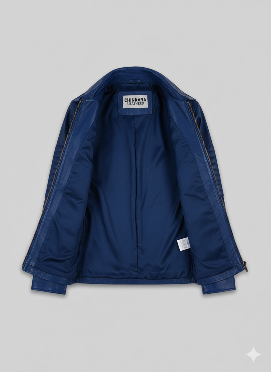 Fallout 76 Blue Leather Vault Dweller Cosplay Biker Jacket