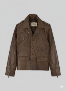 Scott Adkins Expendables 2 Leather Jacket Brown Slim Fit Style