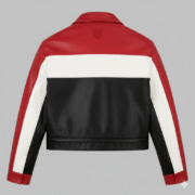 Avirex Cropped Leather Jacket Women Colorblock Red Black Biker