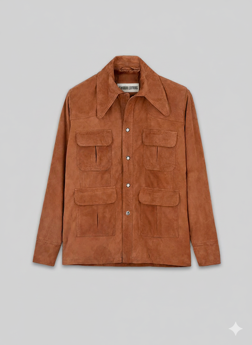 Suede Leather Safari Jacket Tom Cruise Inspired Chinkara Brown