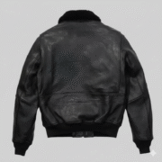 Mens Black Aviator Jacket with Patches and Black Faux Fur Collar