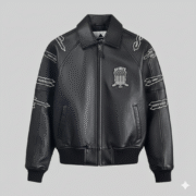 Avirex Black Leather Varsity Jacket Trapstar London Edition Style