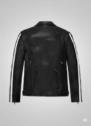 Robert Pattinson Leather Jacket Men Black Racer Style Chinkara