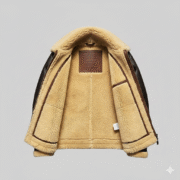 B3 Shearling Bomber Jacket Men Brown Real Leather Aviator Coat