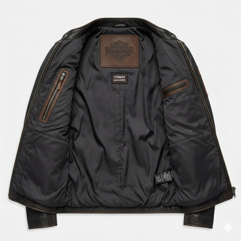 Genuine distressed cowhide leather offers a timeless vintage appearance. Ergonomic action back design ensures total comfort during long rides. Classic racing patches provide an authentic and heritage-inspired look. Functional zippered pockets and armor-ready lining enhance rider utility.