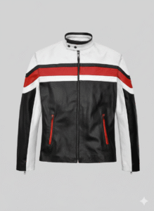 Men's Retro Leather Jacket with Red Stripes Chinkara Leathers
