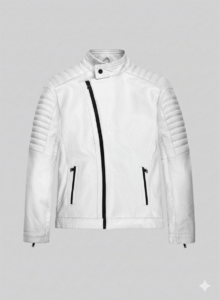 Vin Diesel Leather Jacket White Biker Style Padded Men Moto