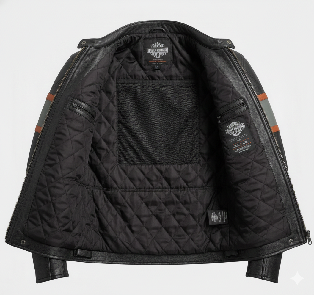 Harley Davidson Victory Lane Leather Motorcycle Jacket for Men