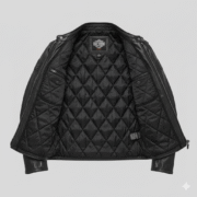 Men Black Leather Jacket Harley Davidson Style Slim Fit Biker