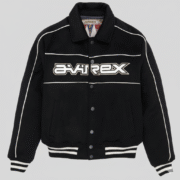 Avirex Black Aviator Varsity Jacket Wool Leather Sleeves