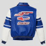 Avirex Blue Leather Varsity Jacket Premium Bomber Outerwear