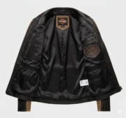 Harley Davidson Brown Distressed Leather Moto Jacket