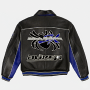 Avirex Leather Racing Jacket Black Spider Indoor Supercross Style