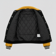 Avirex Varsity Leather Jacket Yellow and Black Bomber Style