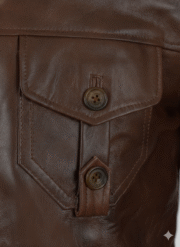 Expendables 2 Statham Jacket Men Brown Real Leather Field Coat