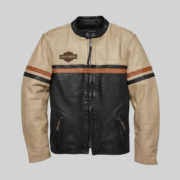 Harley Davidson Leather Jacket Vintage Tan Racing Biker Style