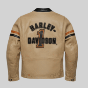 Harley Davidson Leather Jacket Vintage Tan Racing Biker Style