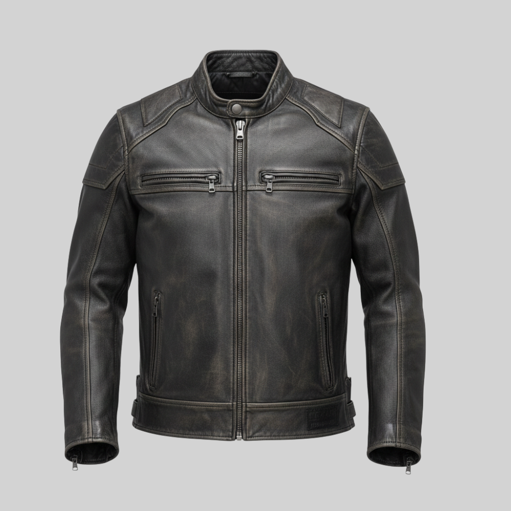 Harley Davidson Vintage Black Leather Biker Jacket