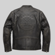 Harley Davidson Vintage Black Leather Biker Jacket