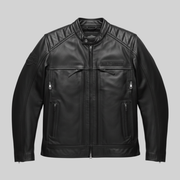 Harley Davidson Black Leather Biker Jacket for Men Riding Gear