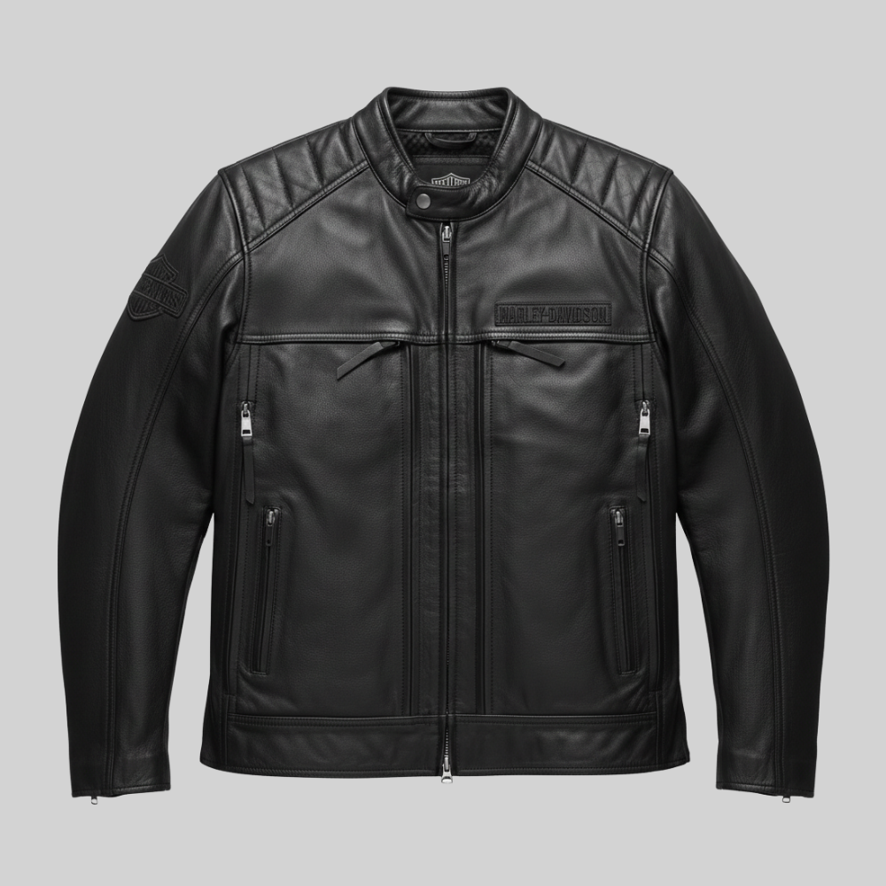 Harley Davidson Black Leather Biker Jacket for Men Riding Gear