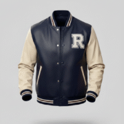 Blue Varsity Letterman Jacket Premium Leather Sleeves
