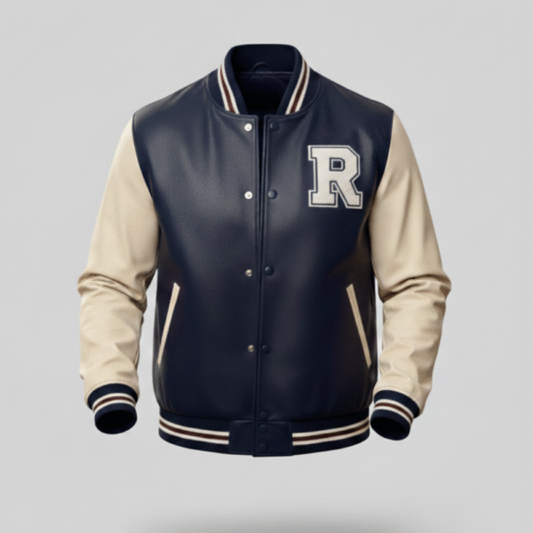 Blue Varsity Letterman Jacket Premium Leather Sleeves