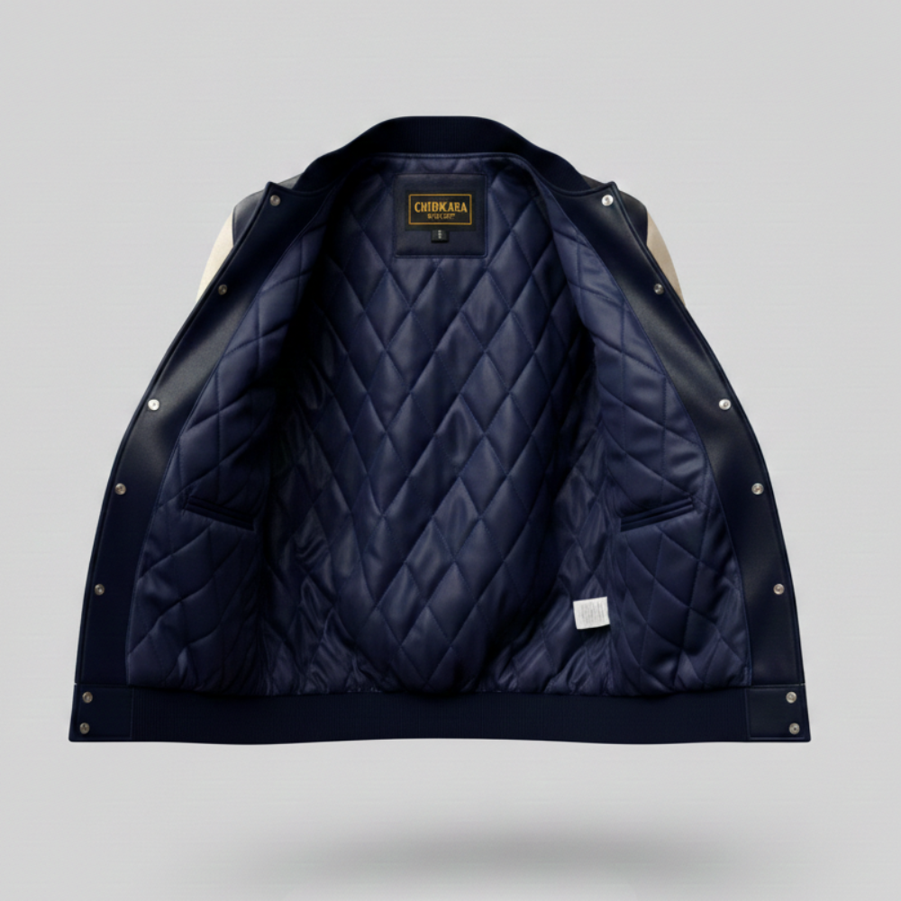 Blue Varsity Letterman Jacket Premium Leather Sleeves
