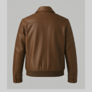 Brown Leather Bomber Jacket Premium Casual Slim Fit Outerwear