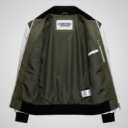Olive White Leather Bomber Jacket for Men Chinkara Leathers